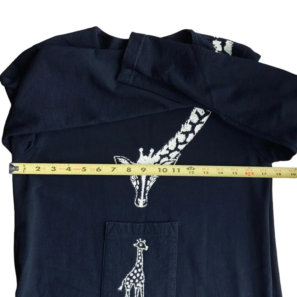 Vintage Cité Black Art To Wear Giraffe Graphic Print Long Sleeve Maxi Dress USA - Picture 7 of 15